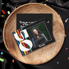 Retro Striped Fifty Birthday Photo 1976 50th  Bedankkaart