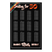 Retro Striped Fifty Birthday Seating Sign Foto Afdruk (Voorkant)