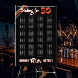 Retro Striped Fifty Birthday Seating Sign Foto Afdruk