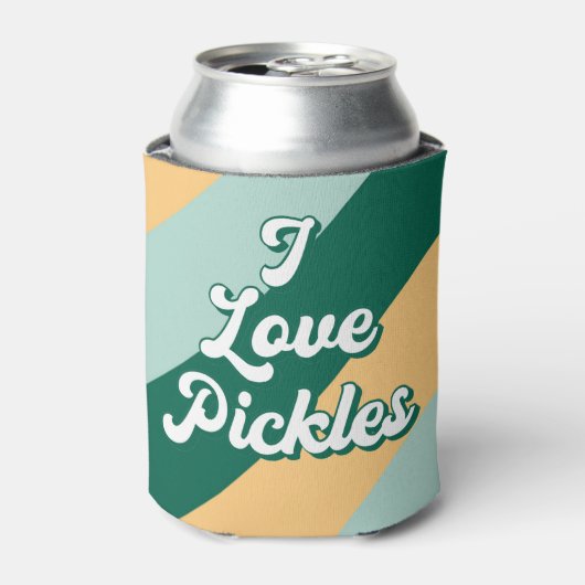 Retro Striped Funny I Love Pickles Beer Koelbox Blikjeskoeler (Blikje Voorkant)