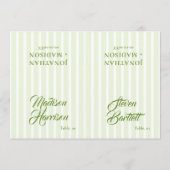 Retro Striped Green Wedding Name Place Card DIY Kaart (Voorkant)