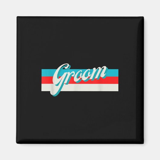 Retro Striped Groom Groomsmen Engaged Wedding Brid Magneet (Voorkant)