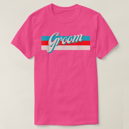 Retro Striped Groom Groomsmen Engaged Wedding Brid T-shirt (Design voorkant)