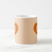 Retro Striped Heart Mug - Orange on Beige Koffiemok (Center)