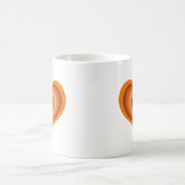 Retro Striped Heart Mug - Orange on White Koffiemok (Center)