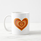Retro Striped Heart Mug - Orange on White Koffiemok (Links)