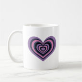 Retro Striped Heart Mug - Purple on White Koffiemok (Links)