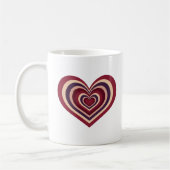 Retro Striped Heart Mug - Red on White Koffiemok (Links)