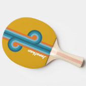 Retro Striped Looping met naam Tafeltennisbatje (Zijkant)