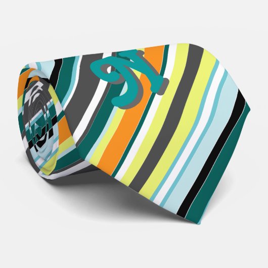 retro striped monogram stropdas (Opgerold)