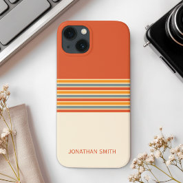 Retro Striped Pattern 70's 80's Orange Color Case-Mate iPhone Case