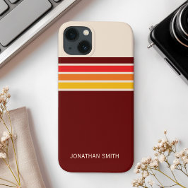 Retro Striped Pattern 70's 80's, Red Color Case-Mate iPhone Case