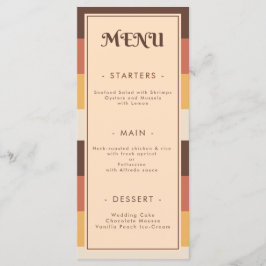 Retro Striped S70s 70s Groovy Wedding Menu