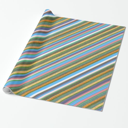 Retro Striped Seamless Patroon Cadeaupapier (Uitgerold)