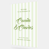 Retro Striped White and Green Wedding Welcome Acryl Bord (Hoek)