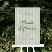 Retro Striped White and Green Wedding Welcome Acryl Bord