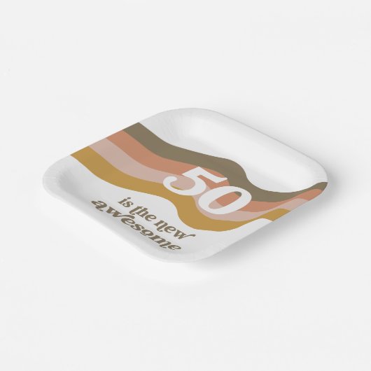 Retro Stripes 50ste verjaardagsfeestje Borden Papieren Bordje (Gebogen)