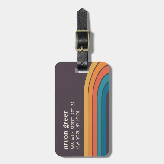 Retro Stripes 70's 80s Bagagelabel (Voorkant verticaal)