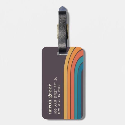 Retro Stripes 70's 80s Bagagelabel (Achterkant verticaal)