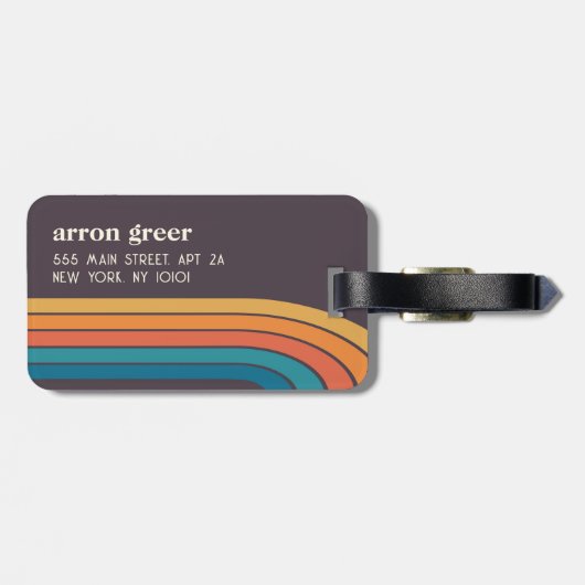 Retro Stripes 70's 80s Bagagelabel (Achterkant horizontaal)