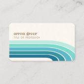 Retro Stripes 70's 80's Blauwgroen blauw Visitekaartje (Voorkant)