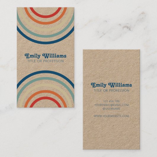 Retro Stripes 70s 80s Kraft Visitekaartje (Voorkant / Achterkant)