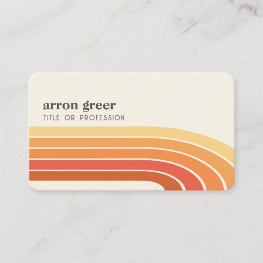 Retro Stripes 70's 80's Oranje geel Visitekaartje (Voorkant)