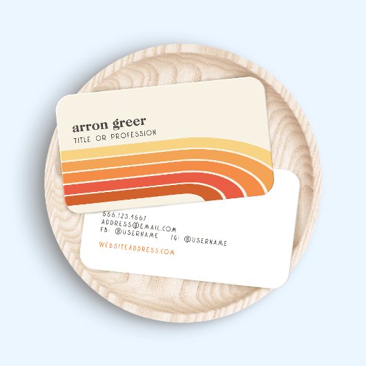 Retro Stripes 70's 80's Oranje geel Visitekaartje