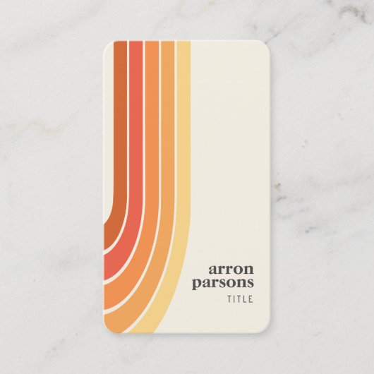 Retro Stripes 70's 80's Oranje geel Visitekaartje (Voorkant)