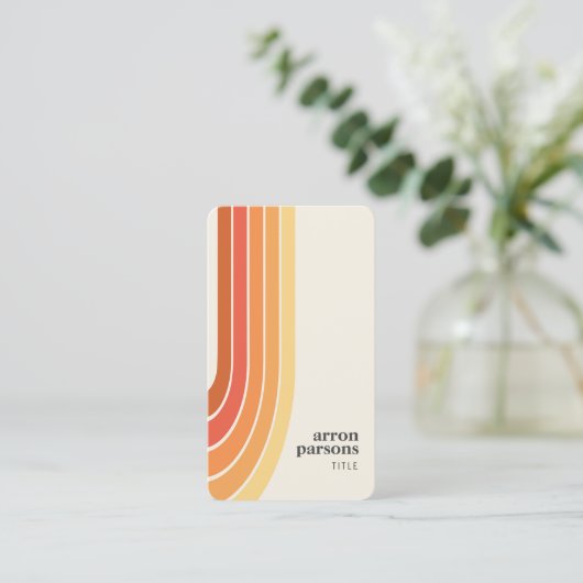 Retro Stripes 70's 80's Oranje geel Visitekaartje (Staand voorkant)