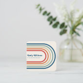 Retro Stripes 70s 80s Vierkante Visitekaartje (Staand voorkant)