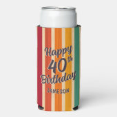 Retro Stripes 70s Disco 40ste verjaardagsfeestje Seltzer Blikjeskoeler (Seltzer Voorkant)