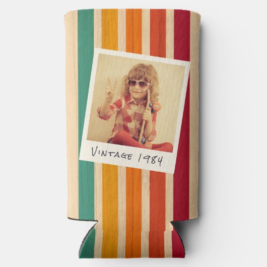 Retro Stripes 70s Disco 40ste verjaardagsfeestje Seltzer Blikjeskoeler (Achterkant)