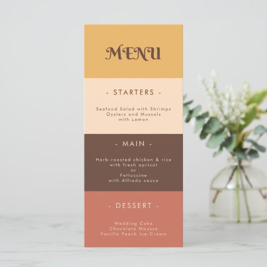 Retro Stripes 70s Groovy Wedding Menu (Staand voorkant)