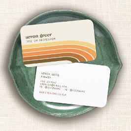 Retro Stripes 70's Oranje Gold Tan Visitekaartje