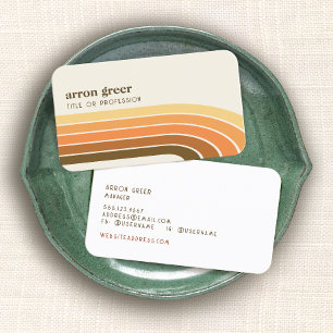 Retro Stripes 70's Oranje Gold Tan Visitekaartje
