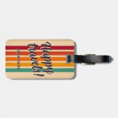 Retro  Stripes Aangepaste naam Happy Travels Bagagelabel (Achterkant horizontaal)