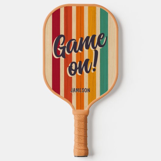 Retro  Stripes Aangepaste Naam Leuk Spel op! Pickleball Paddle (Voorkant)