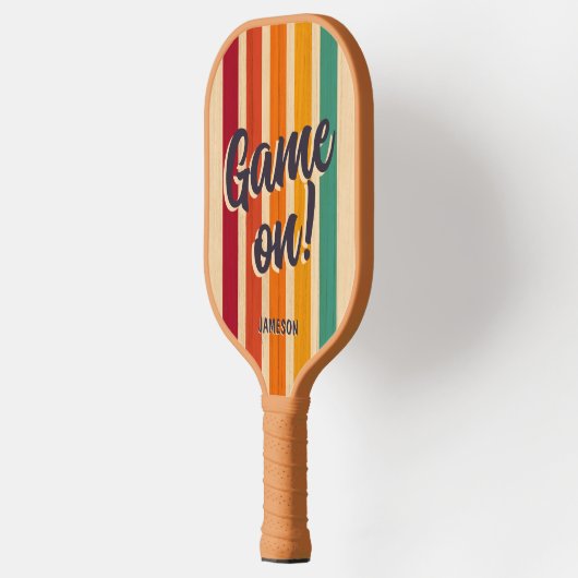 Retro Stripes Aangepaste Naam Leuk Spel op! Pickleball Paddle (Links)