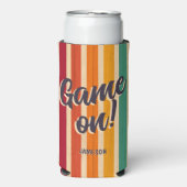 Retro  Stripes Aangepaste Naam Leuk Spel op! Seltzer Blikjeskoeler (Seltzer Voorkant)