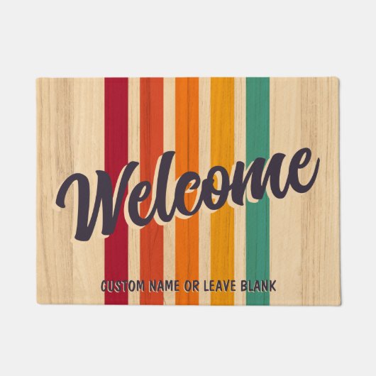 Retro  Stripes Aangepaste Naam Leuk Welkom Deurmat (Voorkant)