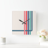 Retro Stripes Abstract Design Vierkante Klok (Huis)