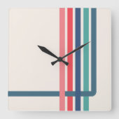 Retro Stripes Abstract Design Vierkante Klok (Voorkant)
