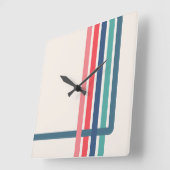 Retro Stripes Abstract Design Vierkante Klok (Hoek)