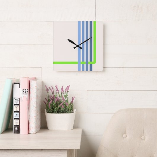 Retro Stripes Abstract Design Vierkante Klok (Leeskamer)