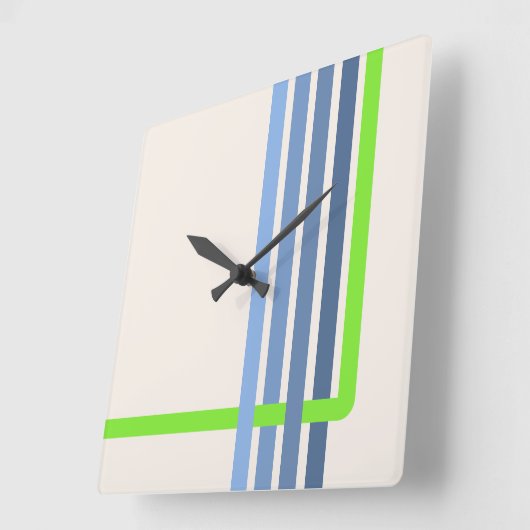 Retro Stripes Abstract Design Vierkante Klok (Hoek)