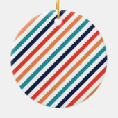 Retro Stripes Abstracte Kleurrijke Lijnen Kerstmis Keramisch Ornament (Achterkant)
