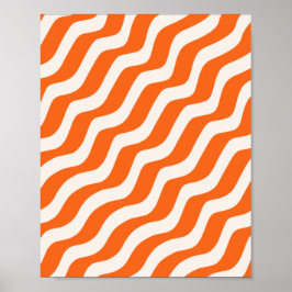 Retro Stripes Abstracte lijnen Oranje  golven Poster