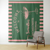 Retro Stripes Bachelorette Party Achtergrond Cockt Wandkleed (In situ)