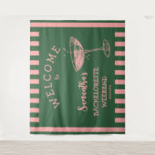 Retro Stripes Bachelorette Party Achtergrond Cockt Wandkleed (Voorkant)